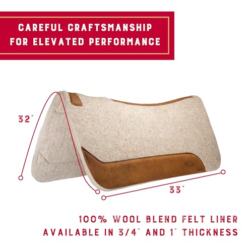 Weaver Equine 33" x 32" Contoured Wool Blend Felt Horse Saddle Pad, Shock Absorbing Western Saddle Pad for Protection, Durable Equine Supplies, ‎Tan