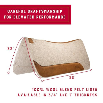 Weaver Equine 33" x 32" Contoured Wool Blend Felt Horse Saddle Pad, Shock Absorbing Western Saddle Pad for Protection, Durable Equine Supplies, ‎Tan