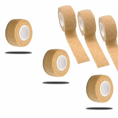6 Pack Self Adhesive Bandages 1"x5yds, Elastic Cohesive Wrap Tape for Sports Injuries, First Aid, Ankle Wrist, No Clips or Sticky Residue, Breathable Skin Tone for Humans & Pets