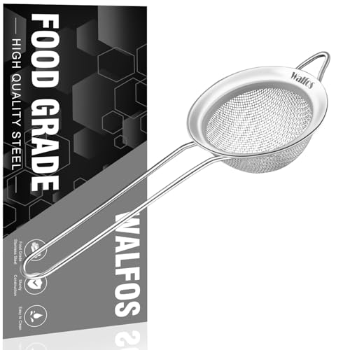 Walfos Mini Fine Mesh Tea Strainer, Stainless Steel Small Sifter with Sturdy Handle, 2.7 Inch Kitchen Metal Sieve for Tea, Coffee, Cocktail, Juice, Sugar and Spices - style: 2.7" Mini Strainer