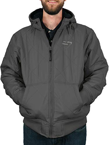 Men's Fleece Lined Quilted Winter Jacket Coat - color: Gray, size: X-Large
