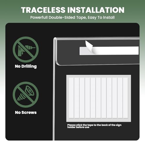 15 Pack 8.5x11 Acrylic Sign Holder Wall Mount, Clear Plastic Wall Signs Display for Flyers, Acrylic Frame Photo Menu Stands with Adhesive Tape for Restaurants, Office and Business Store - No Drilling