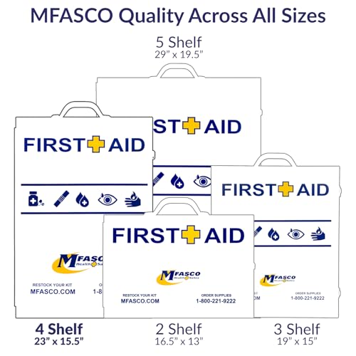 MFASCO 4 Shelf Workplace First Aid Kit | Class B 2021 OSHA/ANSI Compliant - size: 4 Shelf, style: Standard ANSI/OSHA