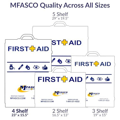 MFASCO 4 Shelf Workplace First Aid Kit | Class B 2021 OSHA/ANSI Compliant - size: 4 Shelf, style: Standard ANSI/OSHA