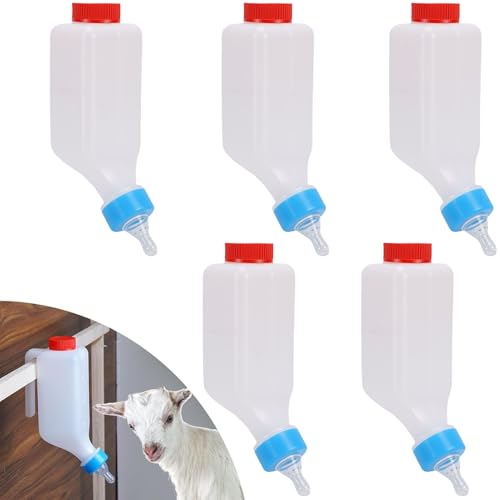 Lamb Feeding Bottle, 5 Pack Thickened Hanging Goat Bottles, 500ML Milk Feeder Bottle for Small Animal Livestock
