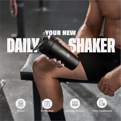 BlenderBottle Sport Flip Stainless Steel Shaker Bottle 24 oz Navy - color: Navy, size: 24 Ounces, style: Flip