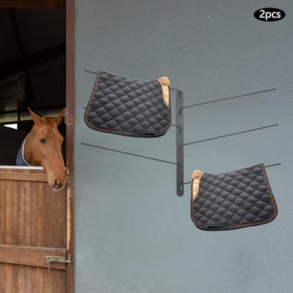 Wall Mounted Saddle Blanket Rack 2 Pack – 180° Swivel Rods for Easy Access, 5.51in Spacing for Airflow – Rust Resistant Carbon Steel, Holds Blankets, Backpacks, Towels – Home, Stable, Garage Storage