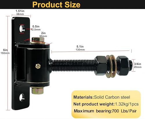 Heavy Duty T Bolt Gate Hinges, 700 LBS Capacity,Thickened Solid Steel
