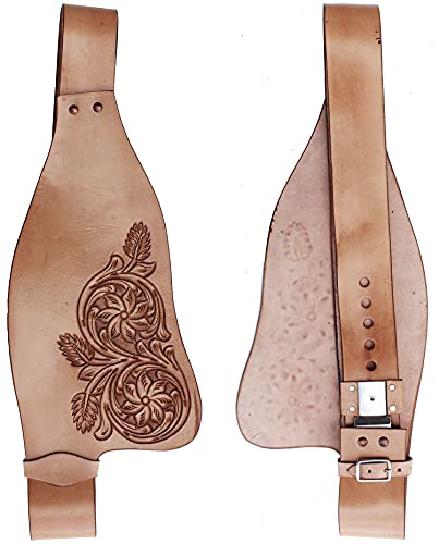 Horse Western Adult Tooled Leather Replacement Saddle Fender Pair 5224 - color: Light Tan, size: Fender: 16-1/4" Long x 8" Wide