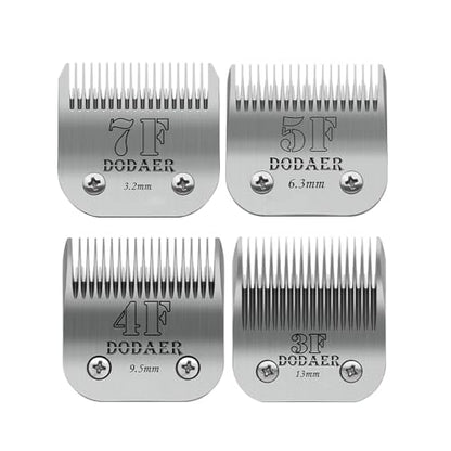 7F/5F/4F/3F Dog Grooming Blades,Compatible with Andis,Oster A5,Wahl KM10 | Include 7F/5F/4F/3F Detachable blade ,Made of Stainless Steel,,4 Count - size: 7F+5F+4F+3F