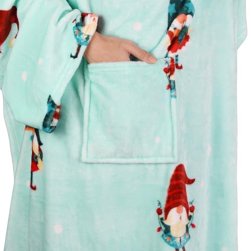 Catalonia Wearable Blanket with Sleeves for Women & Men, Fleece Wrap Throw - color: Christmas Elf Green