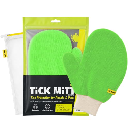 TiCK MiTT Green Tick Removal Glove: Gently Remove Ticks from Humans & Pets - Chemical-Free, Durable, Portable, Easy to Use Tick Management Tool for Outdoor Adventures & Everyday Use - color: Green