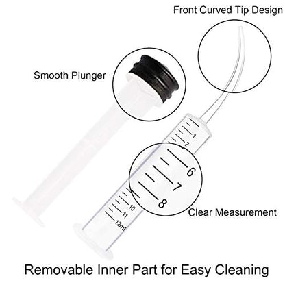 Benvo 6 Pack Disposable Dental Syringe 12ml with Curved Tip Dental Irrigation Syringe for Mouthwash Oral Care, Tonsil Stones Squirt Liquid Injection, Oil, Glue, Lab Pet Feeding(With Clear Measurement)
