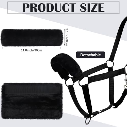 3 Pcs Horse Halter Noseband Cover Sherpa Fleece Halter Covers for Horses Bridle Nose Band Padded Replacement Accessories,11.8 x 3.1 Inch