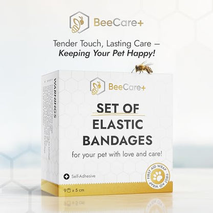 Self-Adhering Elastic Dog Bandages for Wounds – Cat & Dog Bandage Prevents Licking and Scratching – Made from Natural Rubber Latex, the Wrap Sticks to Itself – Set of 9 x 5 cm Rolls - size: Bandages