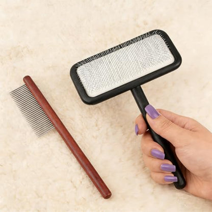Black Sheepskin Wool Brush - Carpet Rake Tool - color: Black
