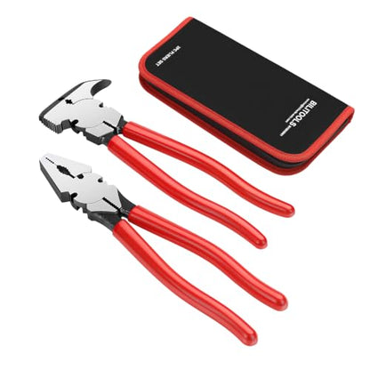 BILITOOLS 2-Piece 10" Fencing Pliers Set, Light & Heavy Duty with Pouch