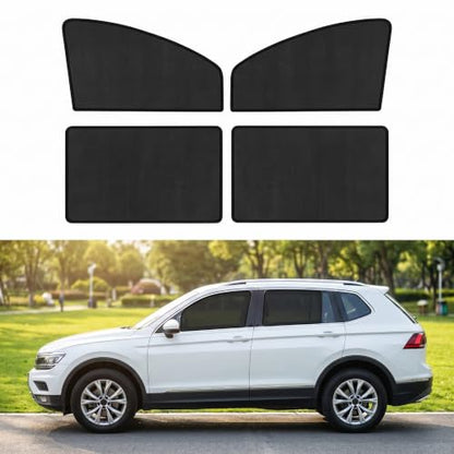 4 PCS Side Window Sun Shades, 100% Block Light Privacy Car Window Covers, Front/Rear Window Sun Protection for Heat Insulation, Fit for Breastfeeding, Taking a Nap, Changing Clothes (Black)