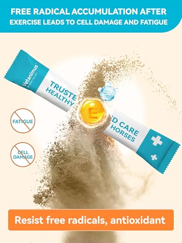 Natural Vitamin E & Selenium for Horses Muscle Build Support for Active Horses Equine Vitamin E Powder Supplement 100-Day Supply