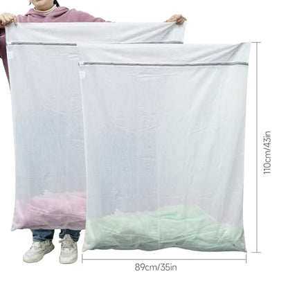 GOGOODA 2 Pack Extra Large Mesh Laundry Bag 43 x 35 in – XXXXL Washing Bag - color: Fine Mesh White, size: 2 XXXXL Large