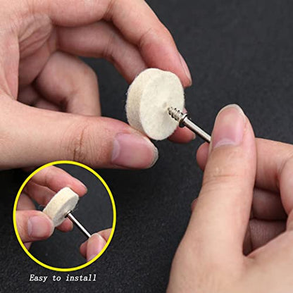 50 Pcs 25mm Wool Felt Polishing Kits Quickly Changed Wool Buffing Wheel with 1/8'' Shank for Rotary Tools - style: 50Pcs 25mm wool polishing wheel