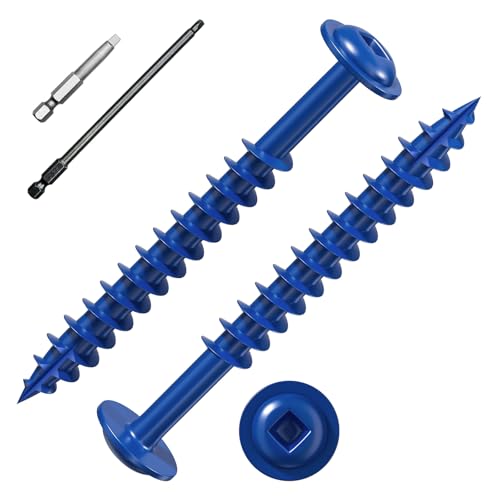 Wensilon (Blue) Pocket Hole Screws # 8 * 2" 90pcs 1lbs Square Hole Wood Screws and Round Head Square Hole self Tapping Screws are Suitable for Wooden use.150MM,60MM Drive bit Included. - color: Blue, size: 8*2"