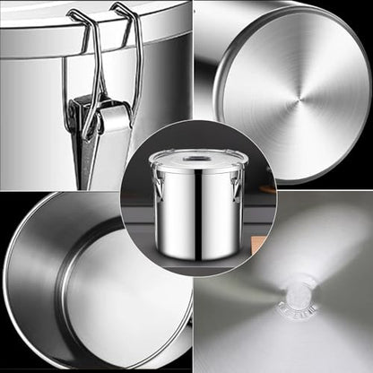 stainless steel food storage containers with lids lock clips airtight container large airtight for rice flour sugar grain coffee bean storage containers Kitchen jar (1.59gal/6L) - size: 1.59gal