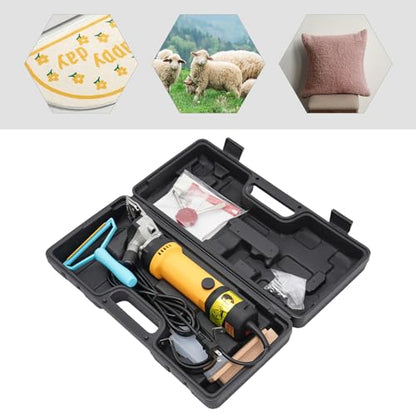 2 in 1 Sheep Shears with Shearing Guide 6 Speeds and 2800 RPM Electric Carpet Trimmer Sheep Clippers Yellow Low Vibration Rug Trimmer for Sheep