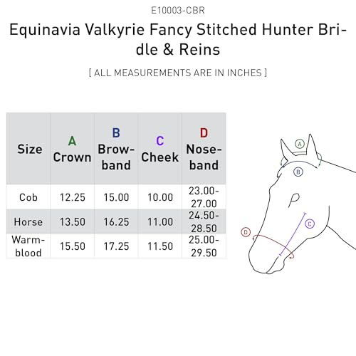 Equinavia Valkyrie Fancy Stitched Padded Cavesson Hunter Bridle with Reins - size: Warmblood