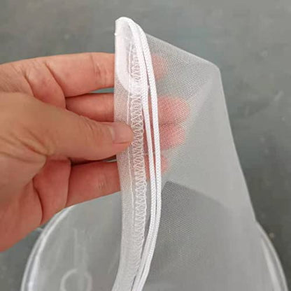 Luwint 2 Pack Honey Strainer Bags, 400 Micron Fine Nylon Mesh Filter with Stainless Steel Ring for 5 Gallon Bucket, Reusable Conical Food Filter for Honey, Beer, Nut Milk, Wine, Juice