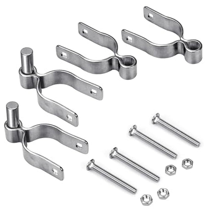 Insaga 2 Pack 1-5/8'' x 1-5/8'' Chain Link Fence Gate Post Hinge, 304 Stainless Steel Heavy Duty Gate Hinges Includes Female Gate Hinge (2pcs), Male Gate Hinge (2pcs), 1-5/8'' Chain Link Fence Parts - color: Lightweight, size: 1-5/8''-2Pack