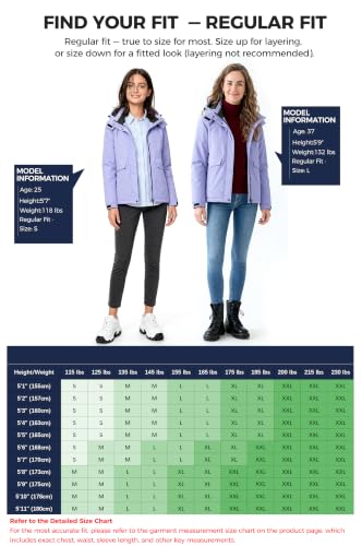 wantdo Women's Waterproof Ski Jacket Warm Fleece Lined Snow Winter Coat | 10000mm Waterproof Snowboard Jacket for Skiing, Hiking, Commute, Removable Hood, 6 Pocket, Windproof Warm -10°F to 50°F - color: Light Purple, size: X-Large