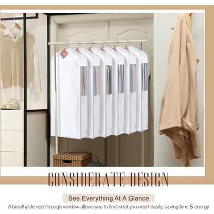 Briwooody Cotton Garment Bags, 2 Sets,Moth Protection,40 x 24 x 6 in, White - color: White, size: 40 x 24 x 6 Inch