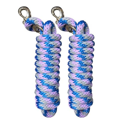 Majestic Ally Polypropylene Lead Rope with Removable Nickel Bolt Snap, 5/8 x 10 ft, for Horses and Livestock, 2 Pack (Sky Blu-Lilac-Gray) - color: Sky Blu-Lilac-Gray