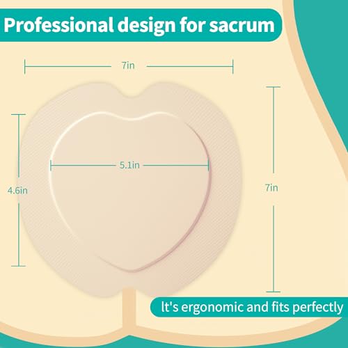 Ourmed Sacrum Silicone Foam Dressing with Border - Sacral Wound Dressing Adhesive for Wound Care, Waterproof Absorbent Bandages for Sacral Ulcer, Pressure Ulcer, 7" x 7", 5 Pack - size: 7 x 7 Inch (5PCS)
