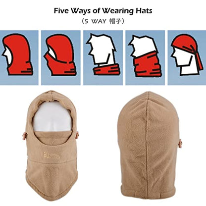TRIWONDER Kids Winter Hats Balaclava Ski Mask for Boys Girls Toddlers Windproof Adjustable Cold Weather Face Mask Neck Warmer - color: Khaki