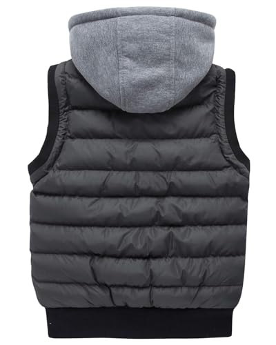 wantdo Boys' Puffer Vest Waterproof Sleeveless Winter Coat with Zip Pockets - color: Dark Gray, size: 6-7