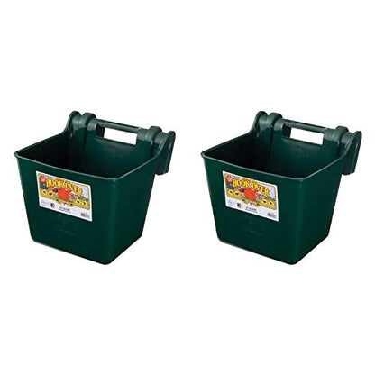 Little Giant HF15GREEN Heavy Duty 15 Quart Mountable Plastic Hook Over Feeder, Green (2 Pack)