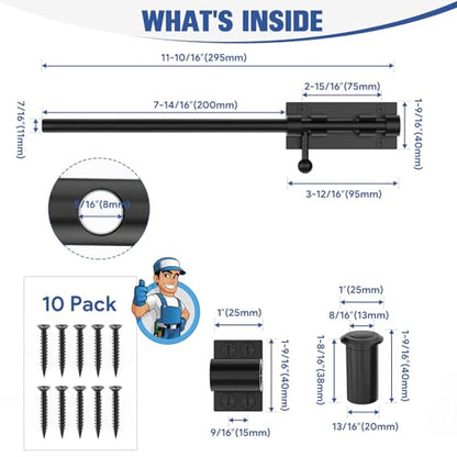 12 Inch Barrel Bolt Latch, Sliding Bolt Gate Lock, Black - color: Black-1Pc, size: 12 Inch