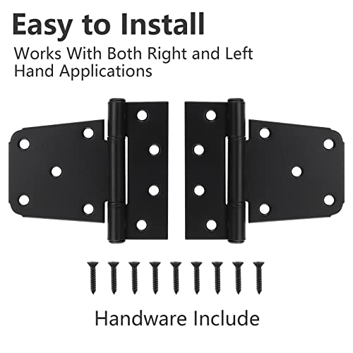 HOME MASTER HARDWARE 3-1/2" Heavy Duty Gate Hinges, 4 Pack T Hinge, Black - color: 4 Pack - Black