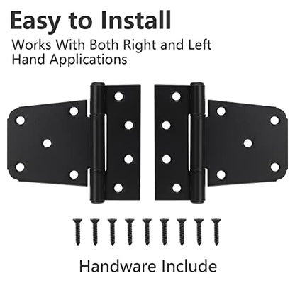 HOME MASTER HARDWARE 3-1/2" Heavy Duty Gate Hinges, 4 Pack T Hinge, Black - color: 4 Pack - Black