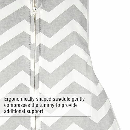Woombie Grow with Me Baby Swaddle, Convertible Swaddle Fits Babies 0-9 Months, Expands to Wearable Blanket for Babies up to 18 Months, Sleepy Grey Chevron - color: Sleepy Grey Chevron, style: Grow With Me
