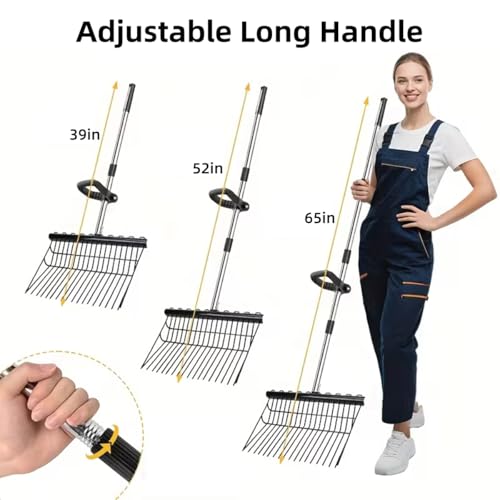 65In Pitch Forks for Garden, Long Handle Adjustable Steel Handle