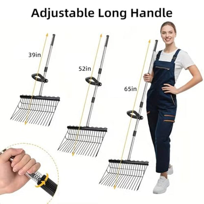 65In Pitch Forks for Garden, Long Handle Adjustable Steel Handle