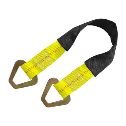 2" × 29" Premium Axle Tie Down Strap with D Rings, Heavy Duty Auto Axle Straps with Protective Sleeves 6614 Lb. Capacity, Adjustable Tire Strap Tie Down for Securing Car Transport (Yellow) - color: Yellow