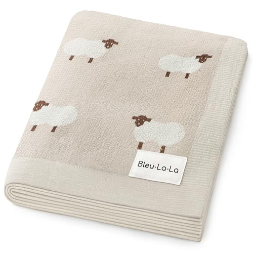 Baby Swaddle Blanket - 100% Luxury Cotton Knit Soft Cozy Lightweight Unisex Receiving Stroller Quilt Blanket for Shower Gift Registry for Newborns Infants Toddlers (Sheep - Khaki) - color: 01 - Sheep - Khaki