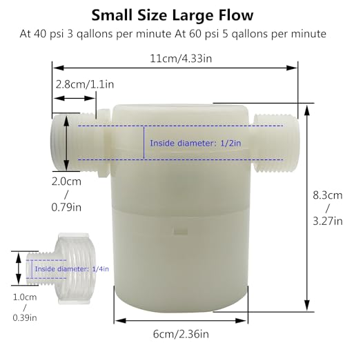 Water Float Valve, Water Level Control Water Tank Traditional Float Valve Upgrade 2 PCS (side inlet, 1/2" to 1/4") - color: side inlet, size: 1/2" to 1/4"