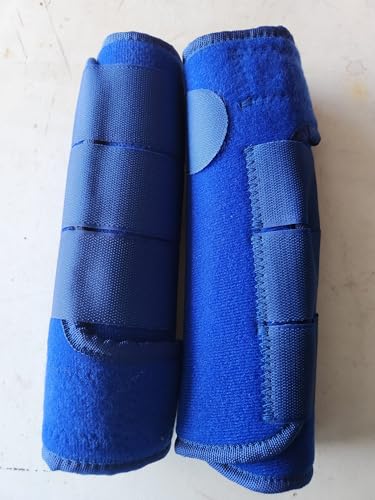 Horse Medicine Brushing Boots Leg Wrap Protection Set of 2 Sports Full Horse (Blue)