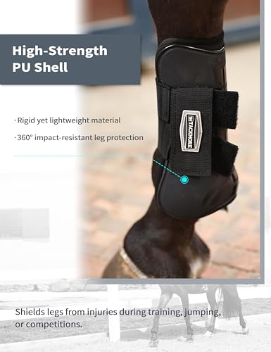 Tackmore 4/Pack Horse Splint Boots, Brushing Boots, Tendon Support Boots for Horses, Ideal for Arena/Trail/Competition - size: M