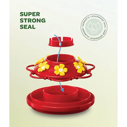 Glass Hummingbird Feeder 10oz [Set of 2] Ant Guard & Wide Mouth Leakproof - size: 10 oz - 2 Pack